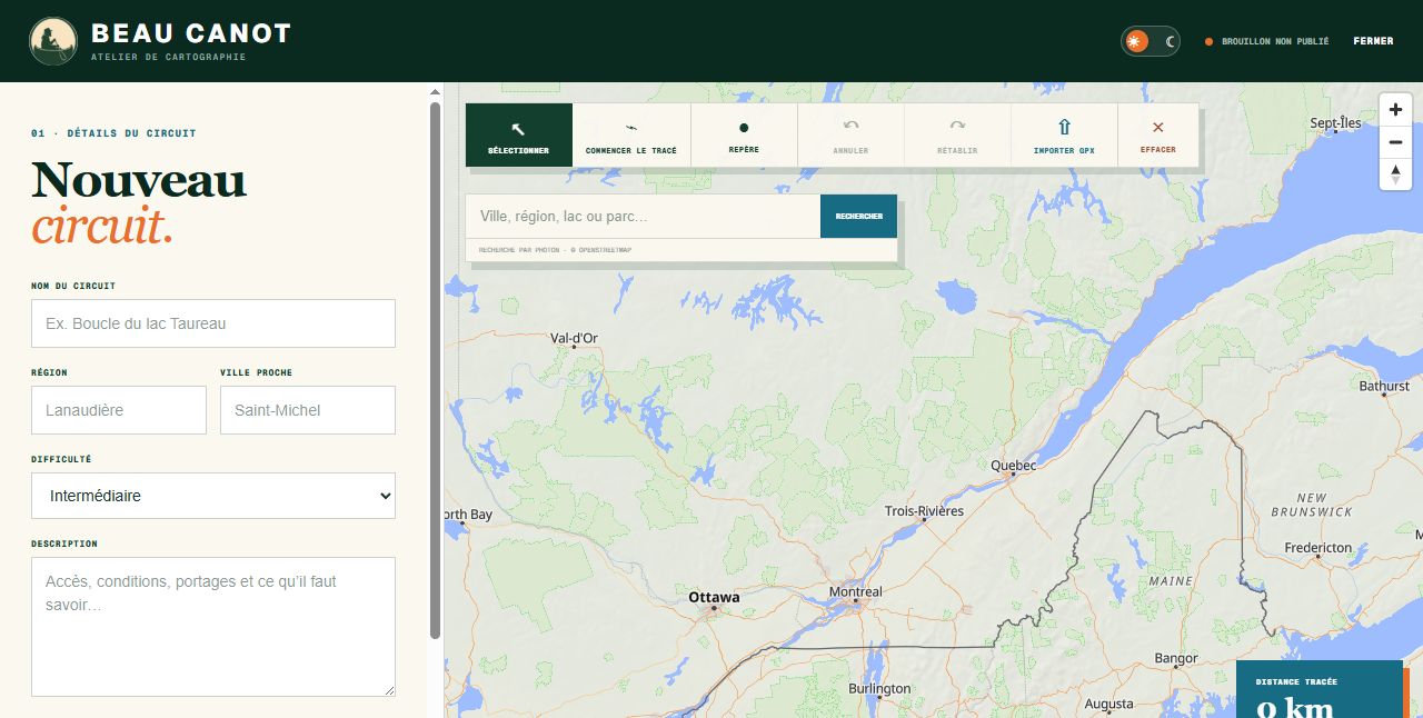 L’atelier de cartographie Beau Canot avec ses outils de tracé et de repères